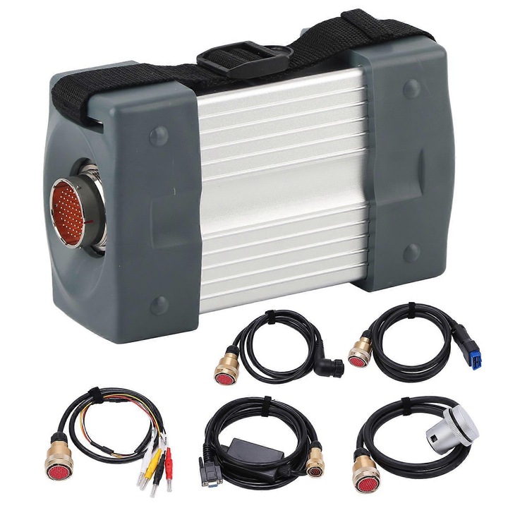 Tester diagnostic auto, set complet multiplexer compatibil Mercedes-Benz, citire si stergere coduri, date in timp real si programare, Argintiu/gri, 1 set