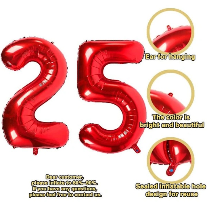 Baloane cifre 30, folie aluminiu, rosu, 40 inch, set 30 buc
