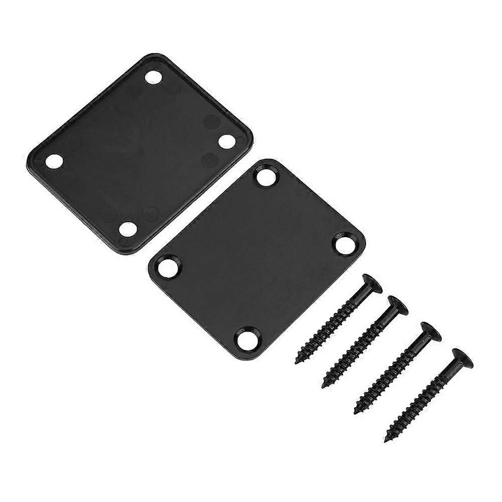 Elektromos gitár nyaklemez, ötvözött acél, fekete króm, 6.45x5.12cm szett