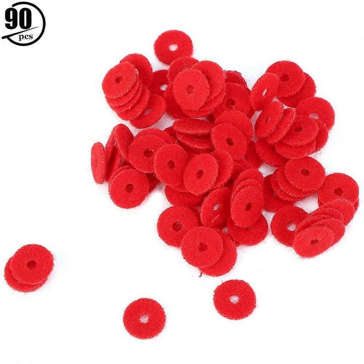 90 darabos piros gyapjú zongoragyűrű készlet, 1mm
