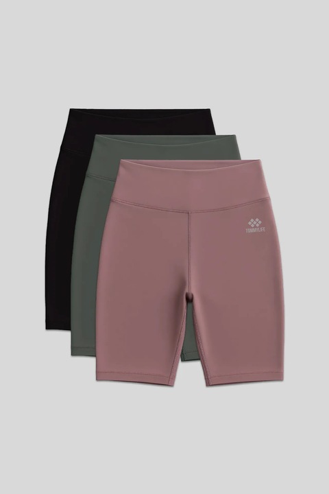 Colanti sport TommyLife scurti, talie inalta, croiala slim-fit, multicolor, elastic, poliester/elastan, XL INTL