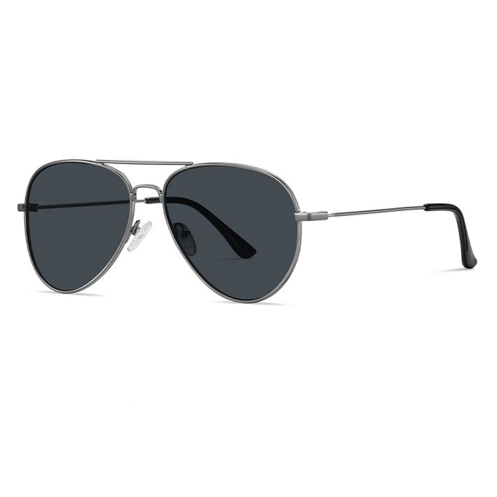 Sunglasses (3025) - for Women and Men, with UV Protection and Metal Frame - Gun Black / Gray
