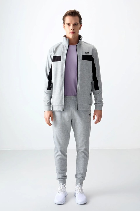 Set trening si pantaloni TommyLife, gri deschis, fleece, pentru barbati