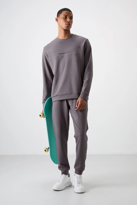 Set Hanorac si Pantaloni TommyLife, Gri Ardezie, Croiala Lejera, Fleece