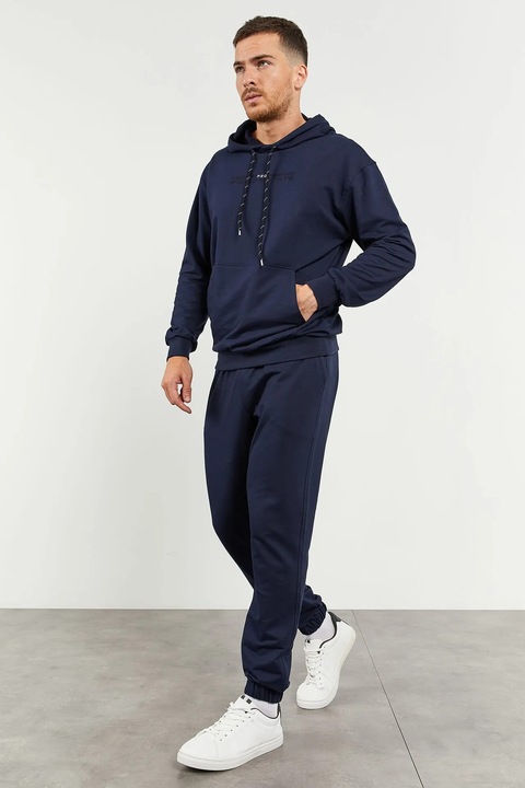 Set Hanorac si Pantaloni TommyLife, Oversized, Albastru Marin, Bumbac, Fara Inchidere, 2XL INTL