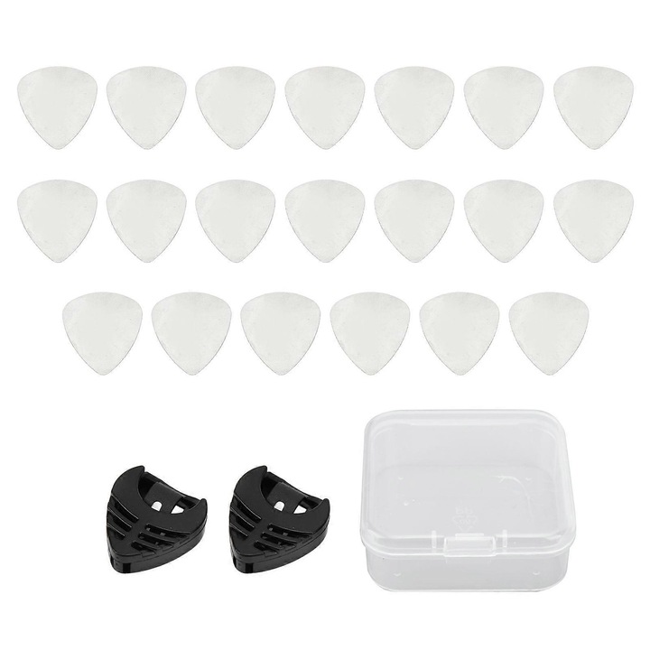 20 db fém gitárpengető készlet 0.3mm, 2 tartó, tárolódoboz