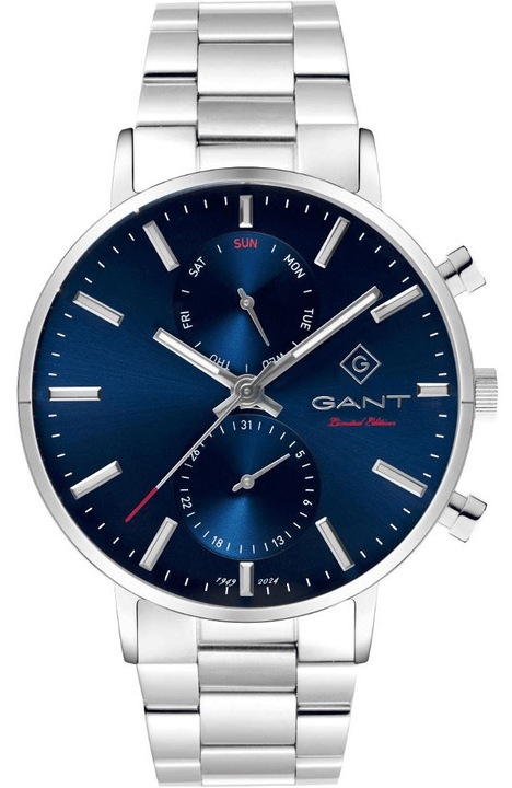 GANT, Férfi karóra rozsdamentes acélból, fém szíjjal, Day-Date, 75 éves limitált kiadás Park Hill Day-Date II G121021, Kék/ezüst