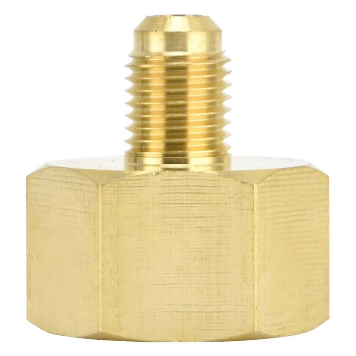 Hűtőközeg adapter 1/4SAE-ről W21-re, sárgaréz, univerzális, 56g