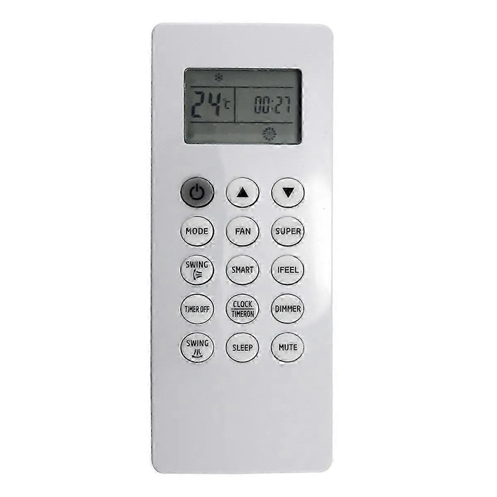DG11Q1-01/02/03 csere távirányító, kompatibilis BMFOA 090/120/180 BMLE090 légkondicionálóval, LCD kijelző, alacsony energiafogyasztás, ABS, fehér, 1 db