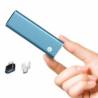 Hard disk extern USB 3.1, unitate SSD mobila, SSD portabil 1TB, USB Type-C 3.1, carcasa metalica mata, dimensiuni compacte 106 x 32 x 9.5 mm, pentru stocare fisiere, backup, laptop, PC si calatorii, OUYLAF, albastru