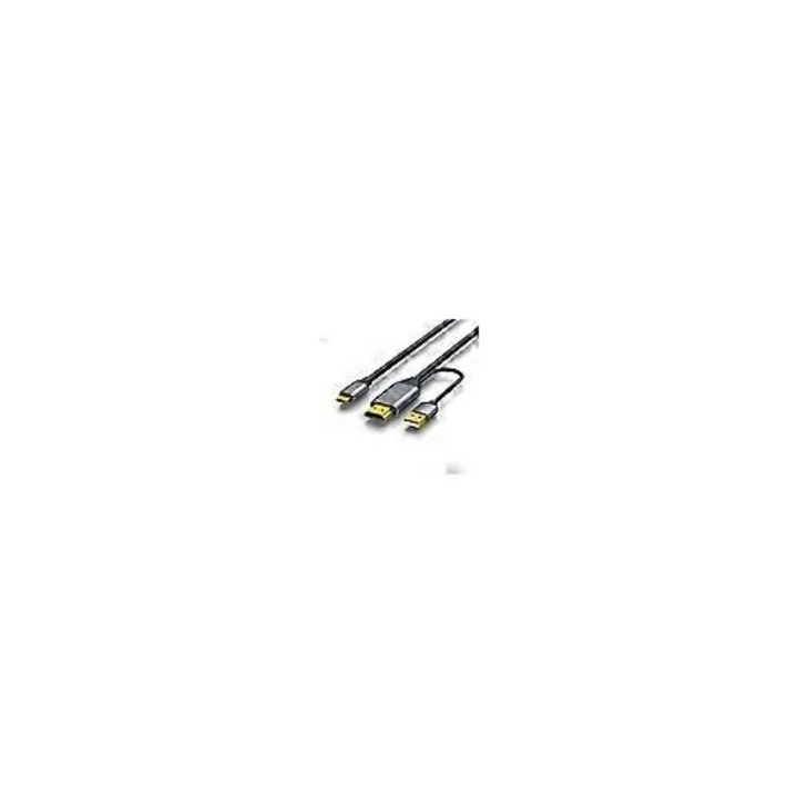 HDMI-USB-C kompatibilis kábel, 2 m, ónozott rézvezetékkel, 4K/60Hz támogatás, kompatibilis az E16PRO, M14, N2F-Pro, MU156LO1, MB16AMT, GM165HD, CF011X Pro modellekkel, Fekete, 1 db