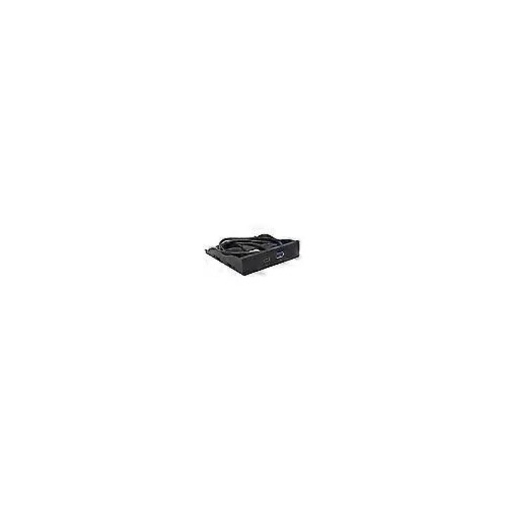 Előlapi panel 5.25 rekeszhez, USB 3.0 és USB Type-C adapter, 5Gbps sebesség, fém és PCB, Fekete, 1 db