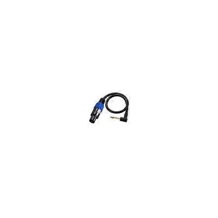 Hangszórókábel 0.5m, Speakon csatlakozó 1/4 inch-hez, derékszögű, fekete