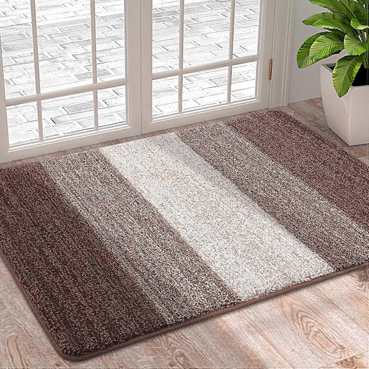 Beltéri lábtörlő / bejárati szőnyeg, mosógépben mosható, szuper nedvszívó, csúszásgátló TPR hátlappal, szennyeződésmegkötő, barna, 50 x 80 cm