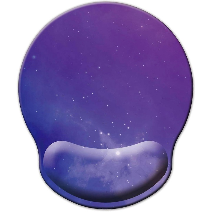 Ergonomikus egérpad csuklótámasszal, memóriahab, csúszásmentes alap, lila, 25x21cm