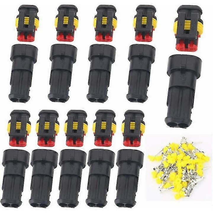 10 db vízálló elektromos csatlakozó készlet, 12V, 1.5mm, apa-anya, többszínű
