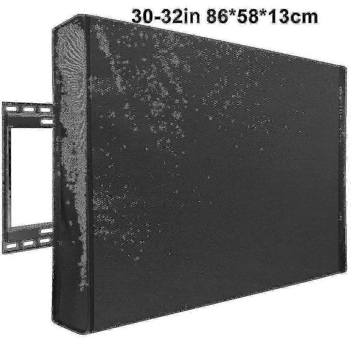 Husa pentru televizor, protector pentru TV 30-32 inch (86x58x13 cm), din Oxford 300D cu spate PVC, 100% impermeabil, rezistent la intemperii si praf, Negru, 1 buc.