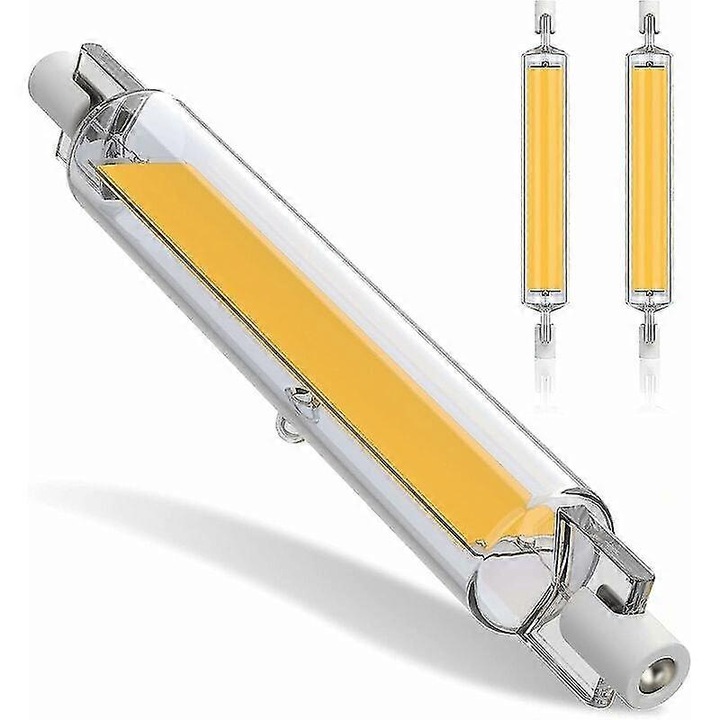 Bec LED R7S 118mm 20W, COB kétvégű, 2000 lm, SCR dimmerekkel kompatibilis, 360° szórás, meleg fehér 3000K, 1 db