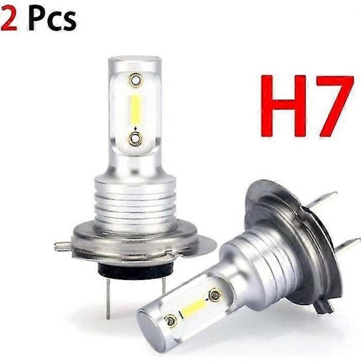 Bec far LED H7 / lampa auto, Kit H7, 8000 lm, 6000K, faza lunga/scurta (Hi/Lo), alb rece, 2 bucati