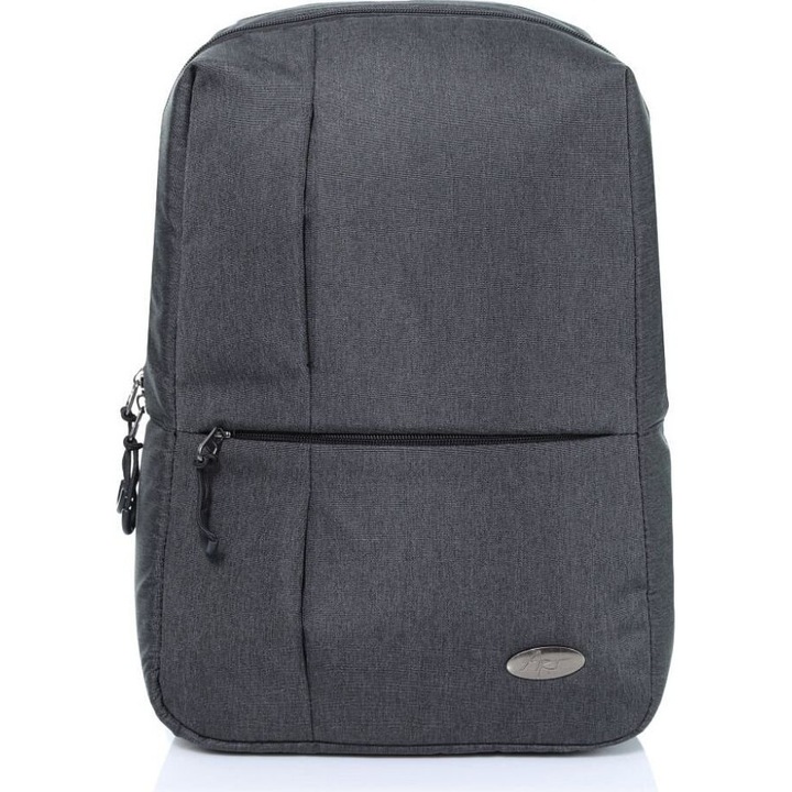 ART, Rucsac laptop unisex din poliester 300D, rezistent la apa, compartiment pentru laptop si spate intarit BP-8723, Gri, 14.1''