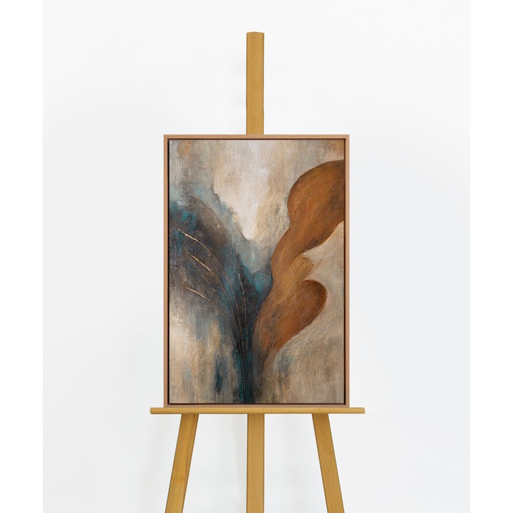 Tablou pictat manual "Wind and Gold" – 60x40 cm, panza, acril, rama decorativa