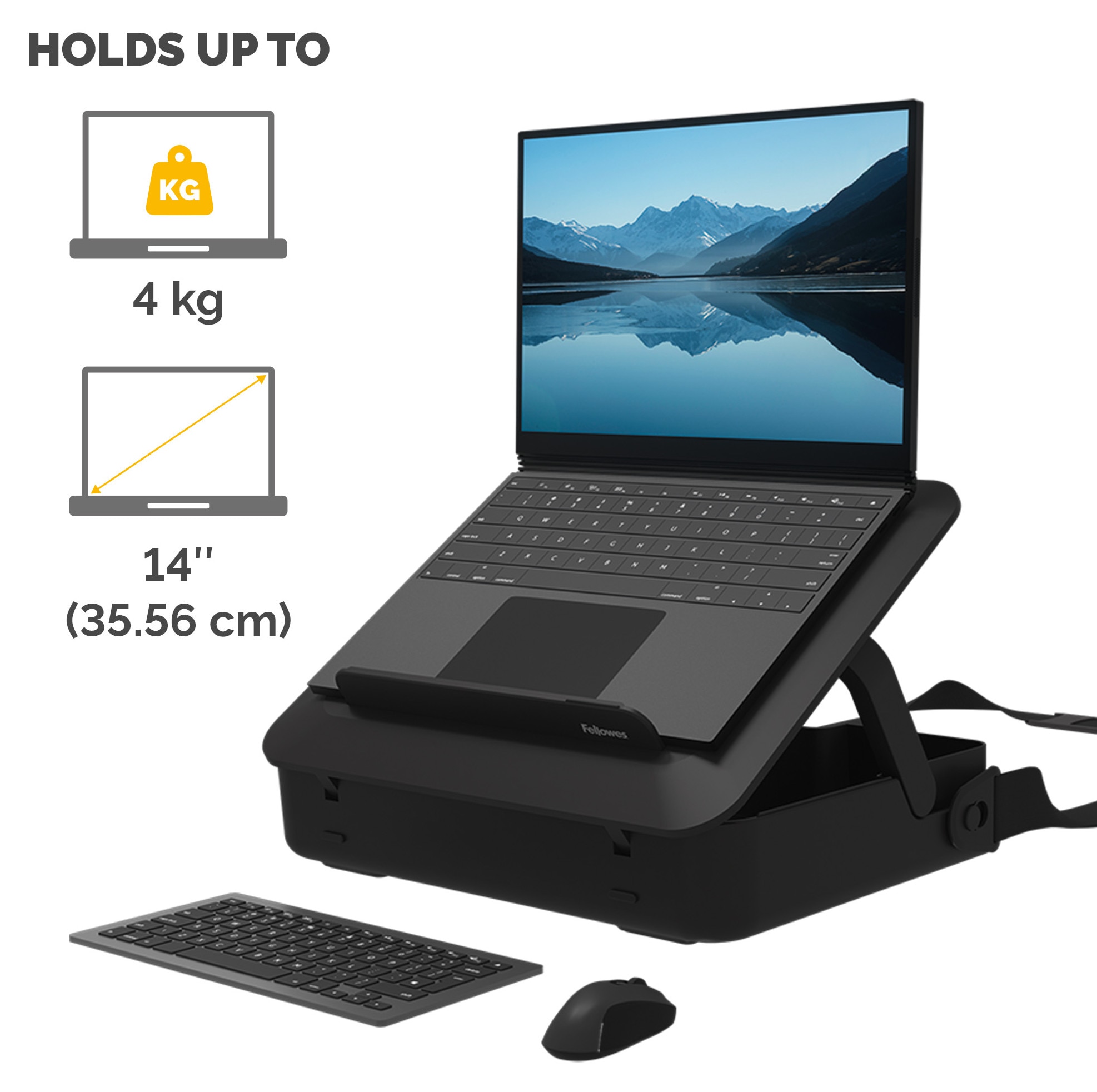 Suport Fellowes și geantă pentru laptop Breyta, 2 în 1, negru