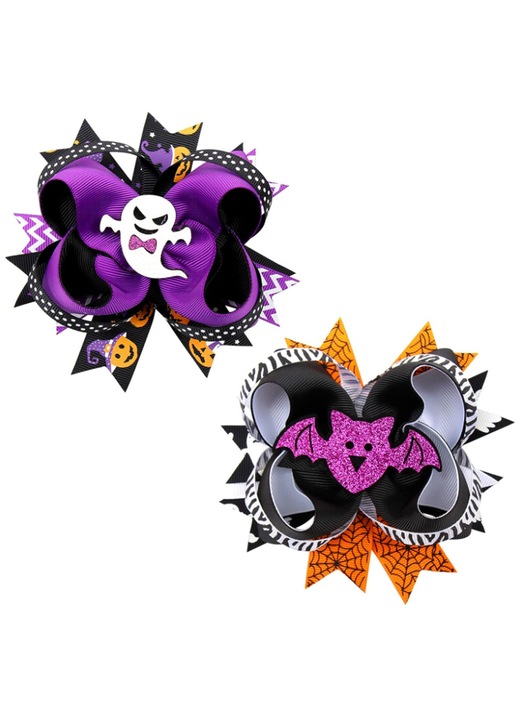Аксесоар за коса HERUSI Halloween, панделка от гросгрейн, черно оранжево, 11.5см