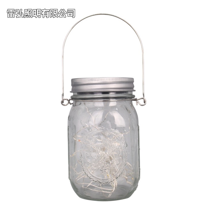 HERUSI napelemes lámpa Mason befőttesüvegekhez, 20 LED, meleg fehér, 2m, 330g