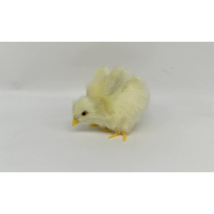 Jucarie de plus HERUSI pui realist moale galben 20x15cm