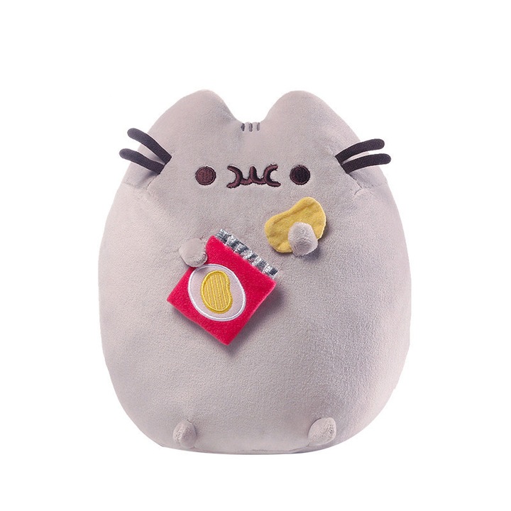 Плюшена играчка HERUSI, сива котка, мека, 16см