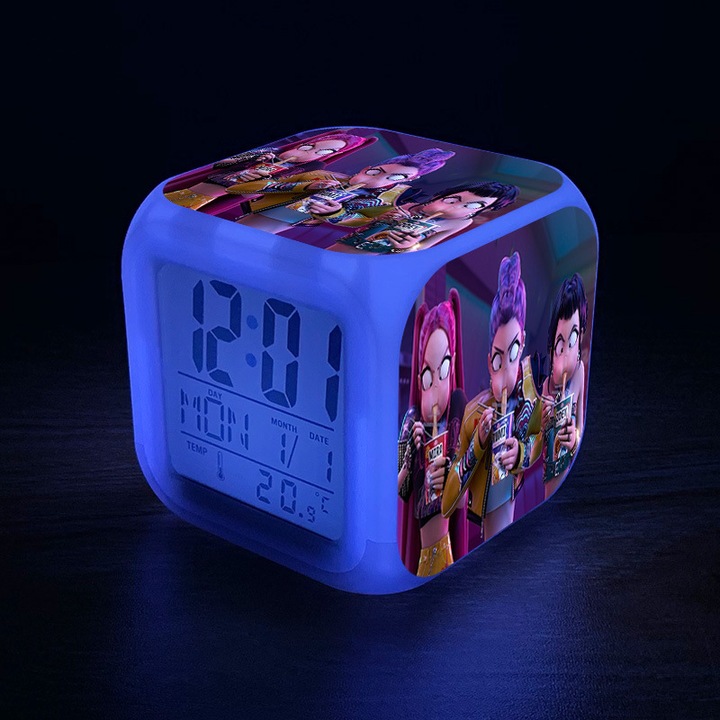 HERUSI színes digitális ébresztőóra 8x8x8cm műanyag