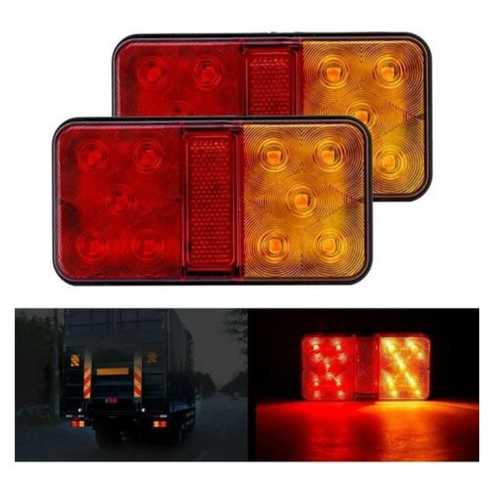 Set 2 lumini spate LED HERUSI multifunctionale rosu-galben 19.6x15.3x8.2cm