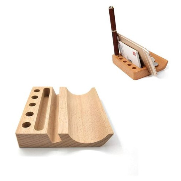 Organizator birou HERUSI lemn multifunctional 11cm maro