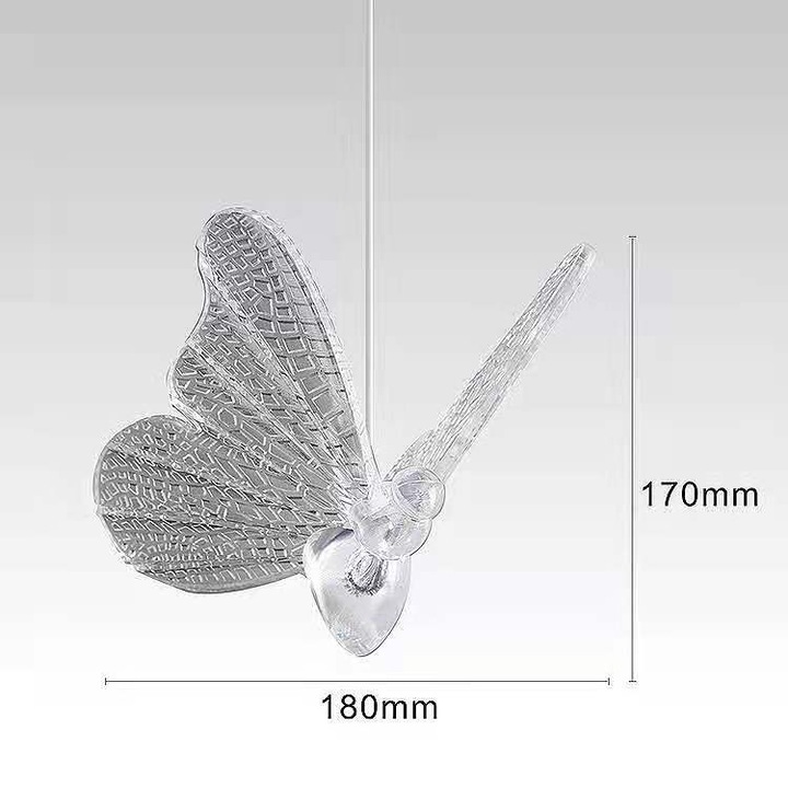 Полилей HERUSI с 10 3D пеперуди, топло бял LED, прозрачен акрил, регулируем