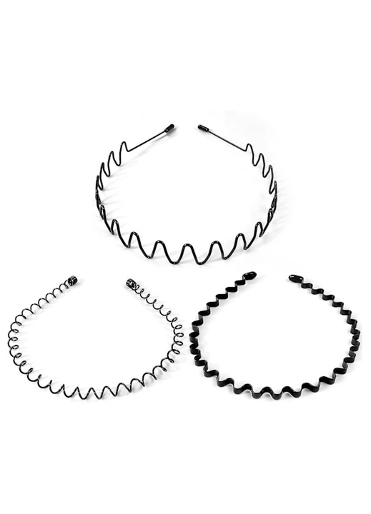 Set 3 bentite metalice HERUSI, rezistente, elastice, negru, universal