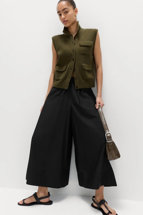 Marks & Spencer, Pantaloni palazzo cu talie elastica, Negru