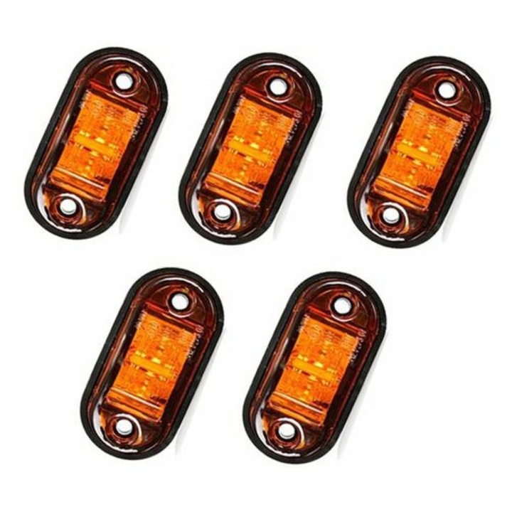 Комплект 5 LED странични светлини оранжеви 12V 24V универсални за ремарке камион автомобил