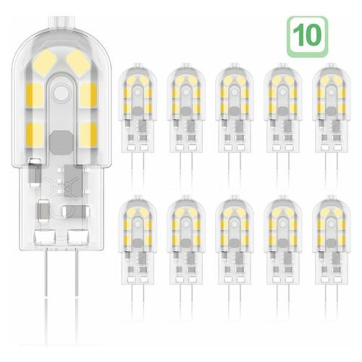 LED крушка G4 Herusi 2W 3000K 200lm топло бяла, комплект 10 бр.