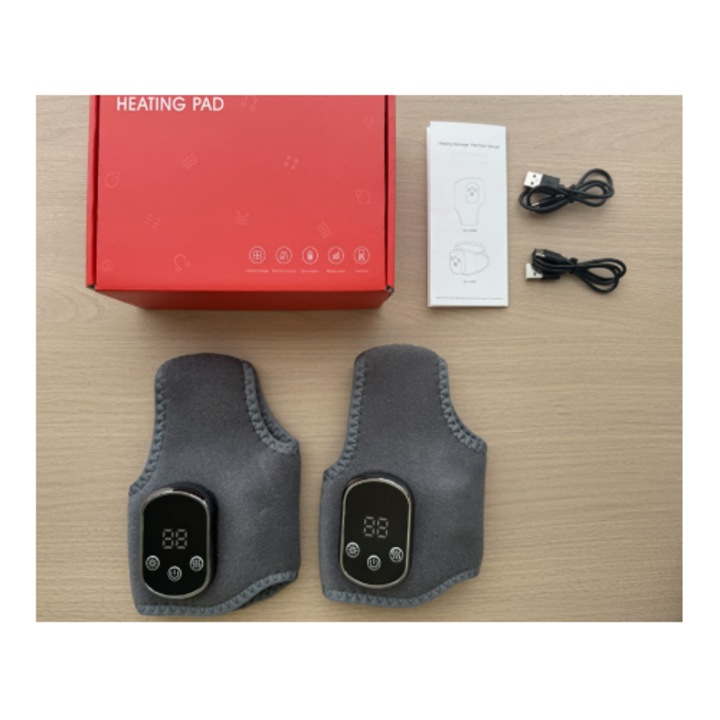 Aparat masaj picior Herusi, 5 trepte caldura, 3 vibratii, portabil, wireless