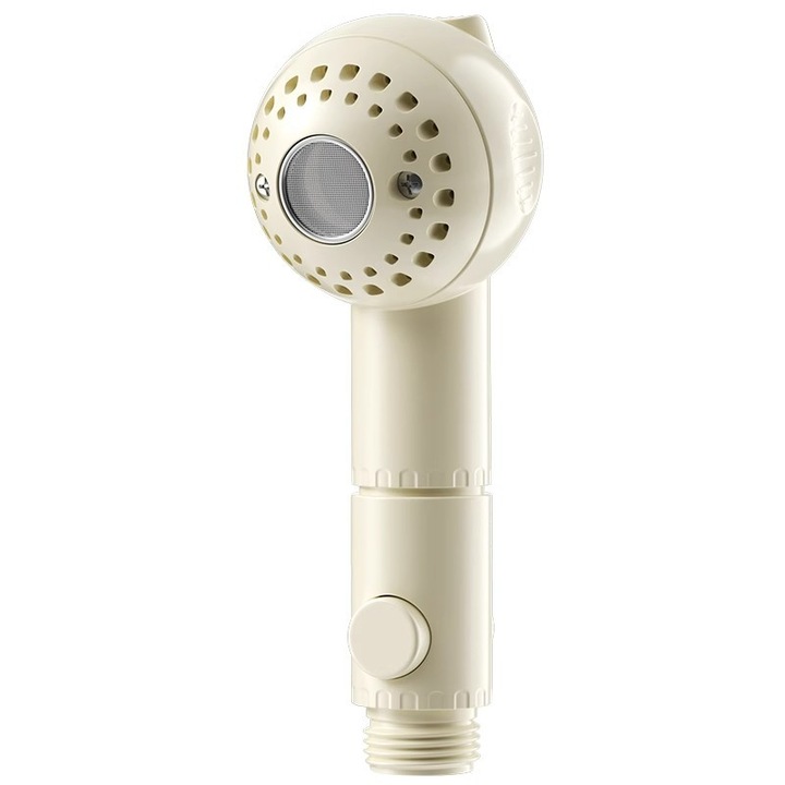 Cap de dus pentru copii si animale de companie, dus manual cu flux delicat de bule aerate, 3 moduri (2+1) cu oprire la un buton, suport ventuza 120mm si furtun flexibil 1.5m, crem, 1 buc