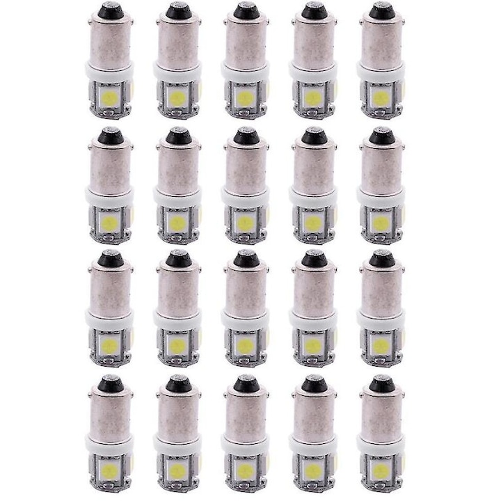 Bec LED HERUSI Ba9S T4W 5 LED SMD 5050 alb set 10 buc