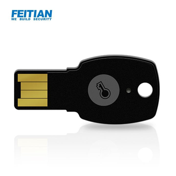 Cheie de securitate USB FEITIAN ePass A4B, token de autentificare FIDO2/U2F, USB-A plug-and-play, compatibilă cu Google/Microsoft/Amazon, negru, 1 buc