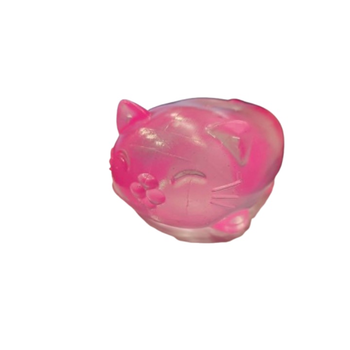Sqiushy Котка, Силиконова, Анти стрес, Розово, 6 см
