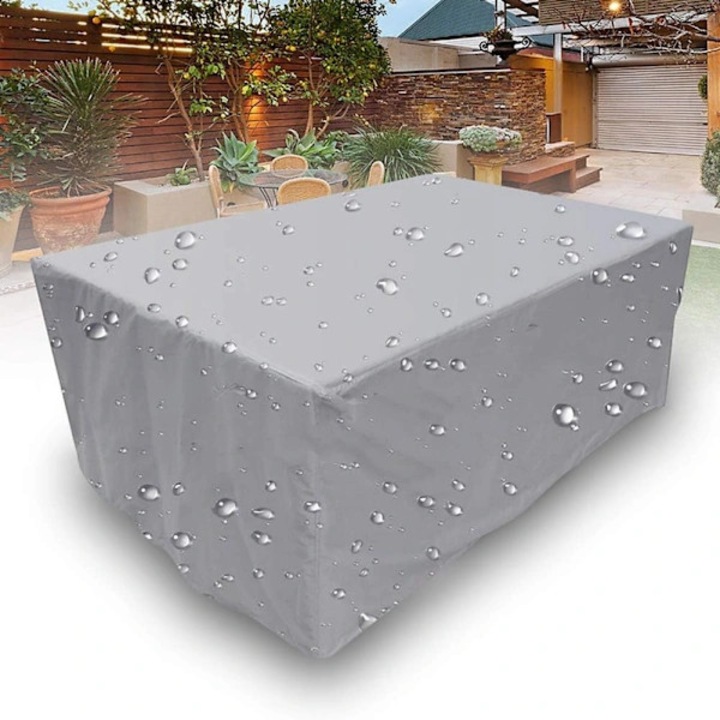 Husa pentru mobilier de gradina dreptunghiulara, protector pentru mobilier exterior din oxford 210D cu acoperire PVC, impermeabila, rezistenta la UV si la rupere, cu snur reglabil anti-vant, usor de curatat, gri, 210 x 110 x 70 cm