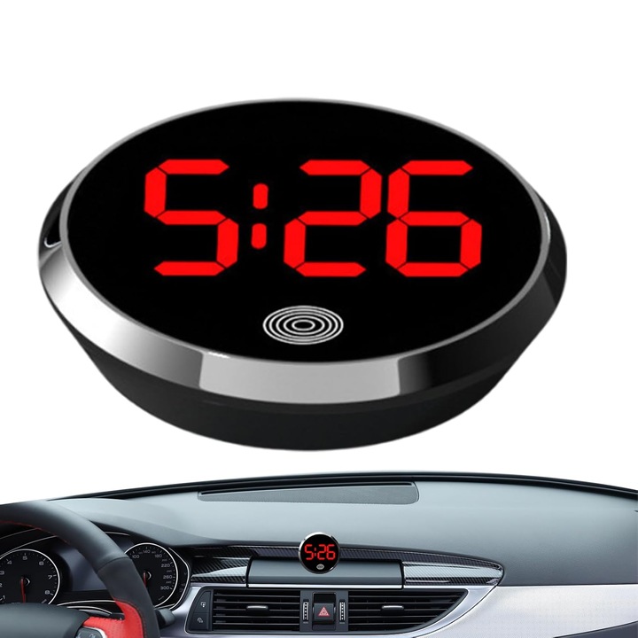 Автомобилен цифров часовник HERUSI, устойчив на корозия, ясен LCD дисплей, 5x3см