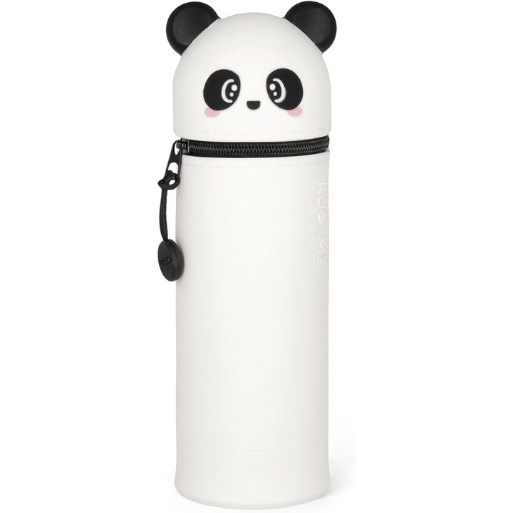 Penar 2 in 1 Herusi, silicon moale, suport birou, panda, 15x7x5cm