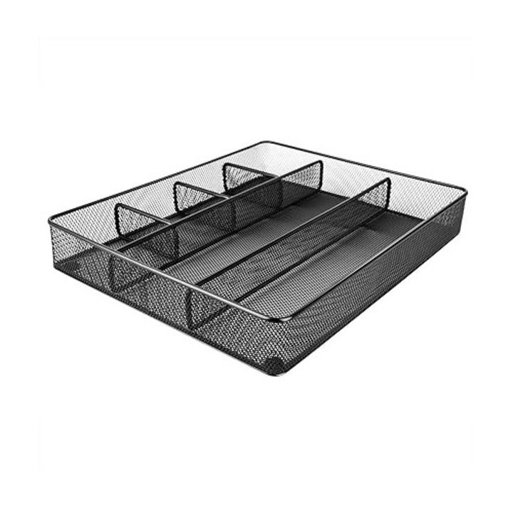 Organizator sertar birou Herusi metal mesh 6 compartimente negru 30x15x5cm