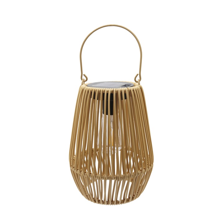 HERUSI Boho rattan függő kerti szolár lámpa, meleg fehér