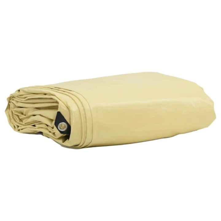 Prelata impermeabila, husa de protectie 650g/m² din canvas cu PVC, cu ochiuri metalice pe margini, rezistenta la raze UV si mucegai, Bej, 2 x 3 m
