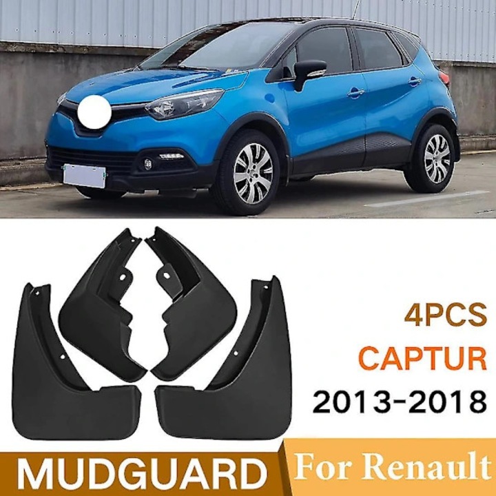 Калници / предпазители за кал Renault Captur 2013-2019, от висококачествен полутвърд ABS, защита против замърсяване, Черен, Комплект 4 броя